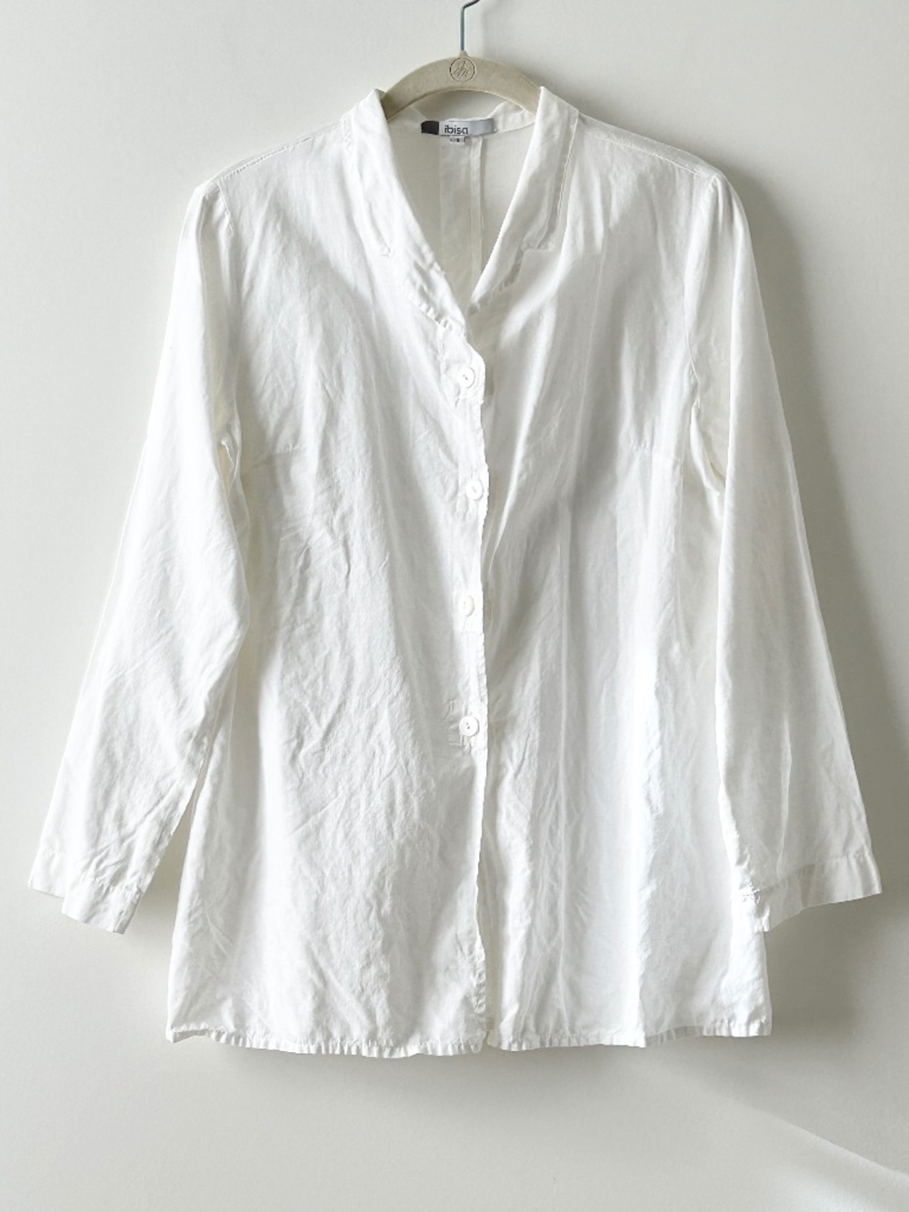 Ibisa Handmade 100% Linen White Button Top